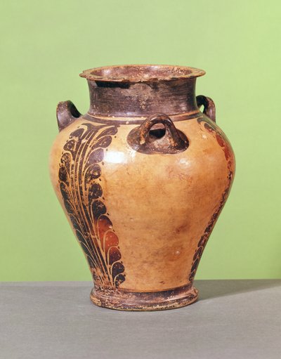 Petit pithos avec un motif de feuille stylisée, 1500-1400 av. J.-C. (céramique) - Minoan